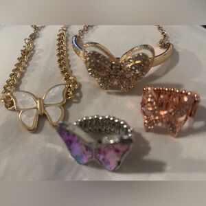 Butterfly Young Girls Jewelry Set in Gold, Silver, and Rosegold